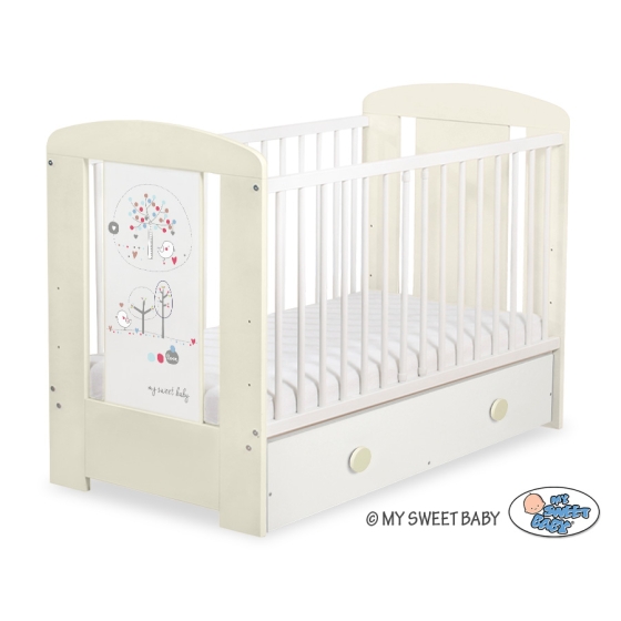 Baby cot bed 120x60cm Lovely birds with drawer MAXI
