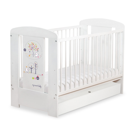 Baby cot bed 120x60cm Lovely birds with drawer STANDARD