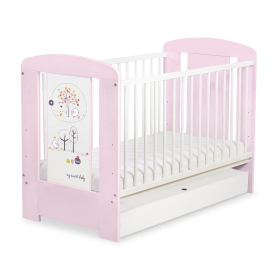 Baby cot bed 120x60cm Lovely birds with drawer STANDARD