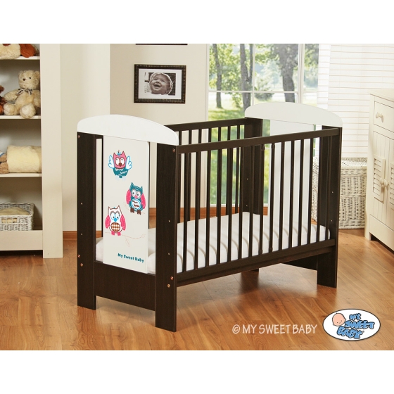 Baby cot bed 120x60cm Owls White - Brown Model: 425