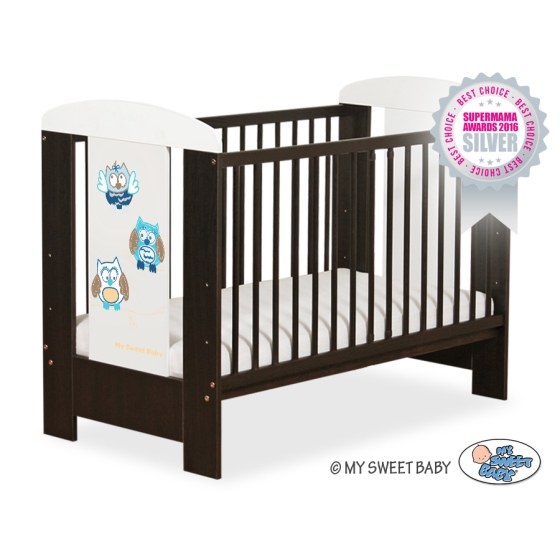 Baby cot bed 120x60cm Owls White - Brown Model: 427
