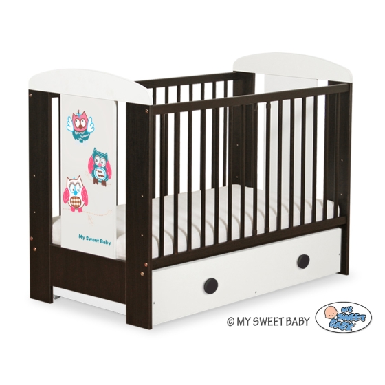 Baby cot bed 120x60cm Owls with drawer MAXI