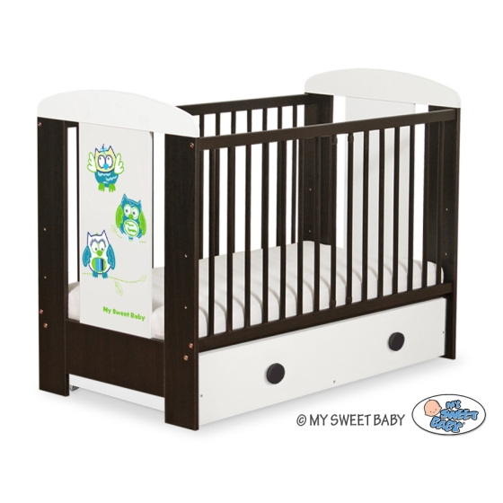 Baby cot bed 120x60cm Owls with drawer MAXI