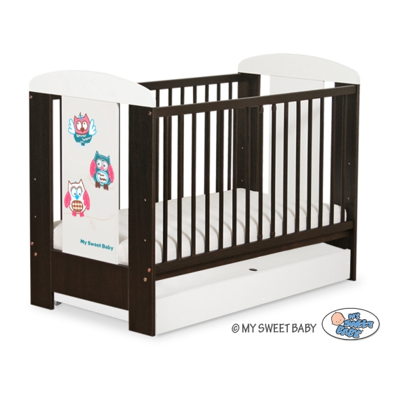 Baby cot bed 120x60cm Owls with drawer STANDARD
