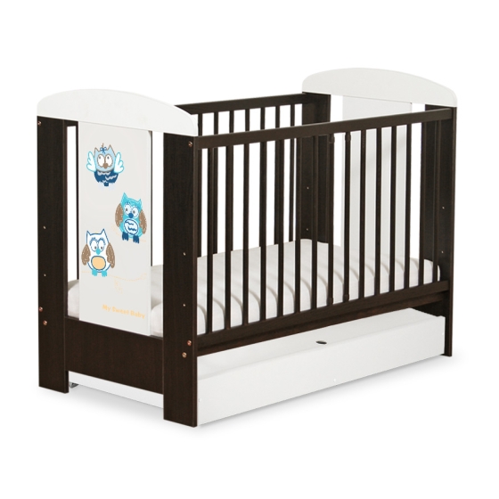 Baby cot bed 120x60cm Owls with drawer STANDARD