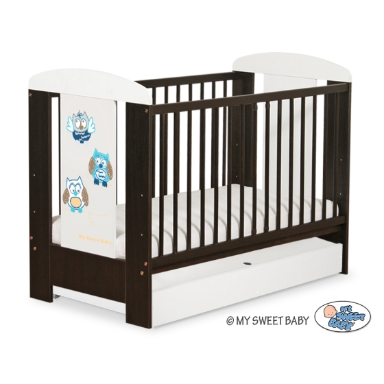 Baby cot bed 120x60cm Owls with drawer STANDARD