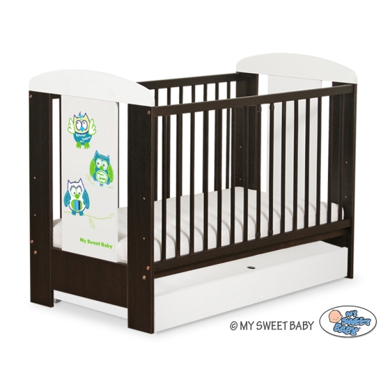 Baby cot bed 120x60cm Owls with drawer STANDARD