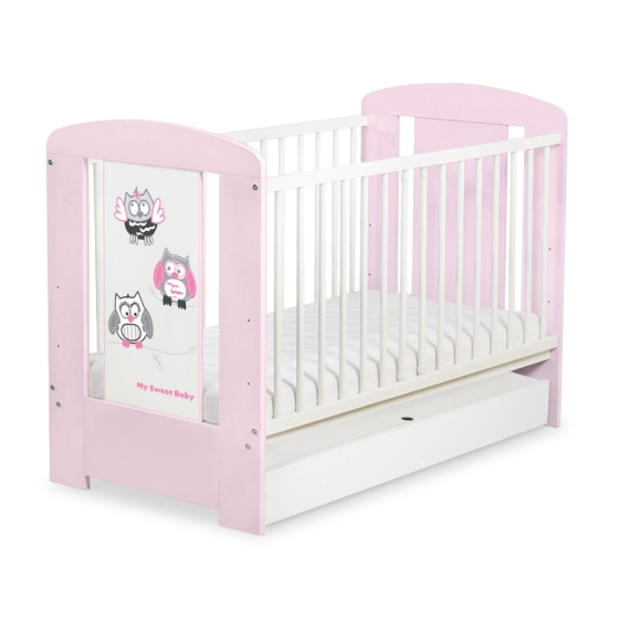 Baby cot bed 120x60cm Owls with drawer STANDARD