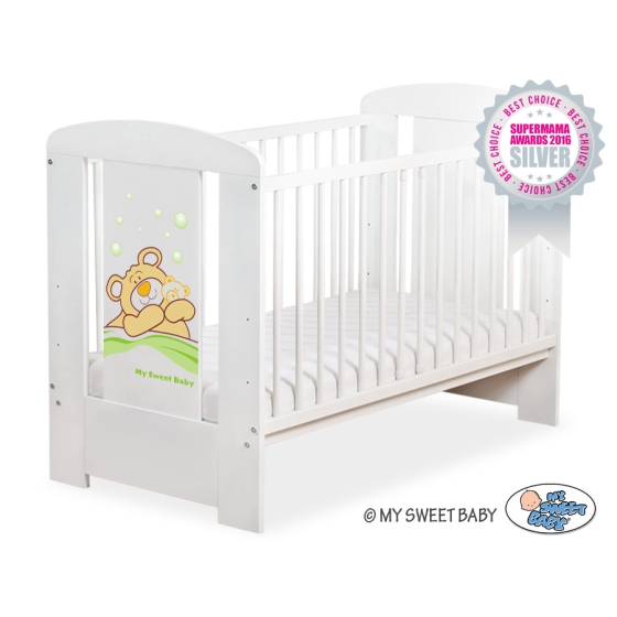 Baby cot bed 120x60cm Tedy Bear Barnaba White Model: 802