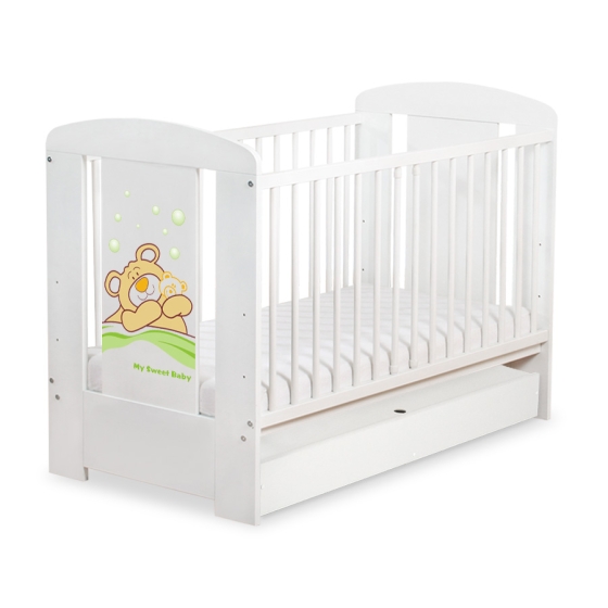 Baby cot bed 120x60cm Tedy Bear Barnaba with drawer STANDARD