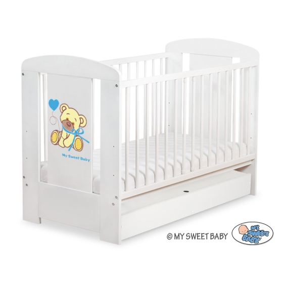 Baby cot bed 120x60cm Tedy Bear with bow cream with drawer STANDARD
