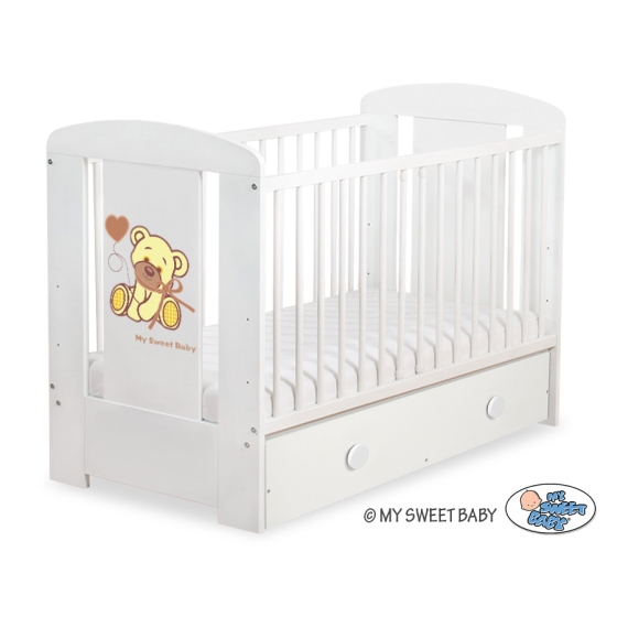 Baby cot bed 120x60cm Tedy Bear with bow with drawer MAXI
