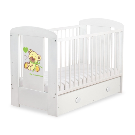 Baby cot bed 120x60cm Tedy Bear with bow with drawer MAXI