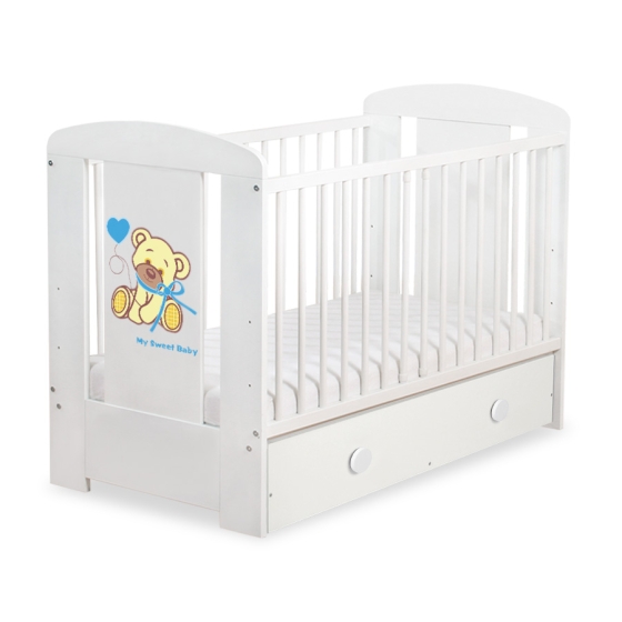Baby cot bed 120x60cm Tedy Bear with bow with drawer MAXI