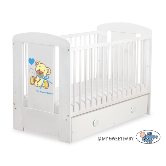 Baby cot bed 120x60cm Tedy Bear with bow with drawer MAXI