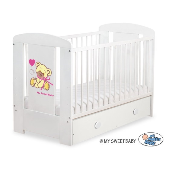 Baby cot bed 120x60cm Tedy Bear with bow with drawer MAXI
