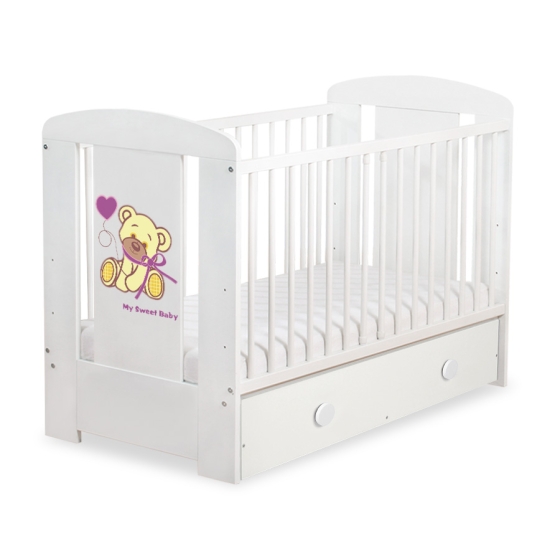 Baby cot bed 120x60cm Tedy Bear with bow with drawer MAXI