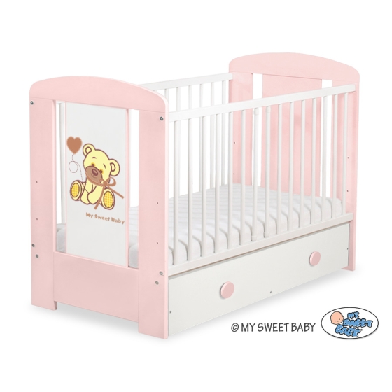 Baby cot bed 120x60cm Tedy Bear with bow with drawer MAXI