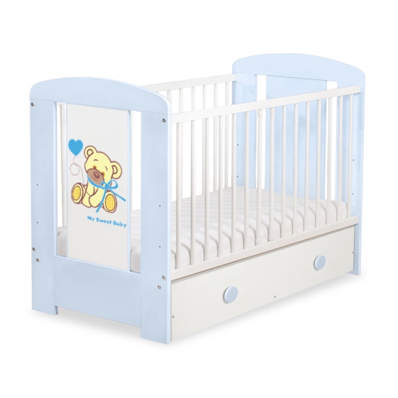 Baby cot bed 120x60cm Tedy Bear with bow with drawer MAXI