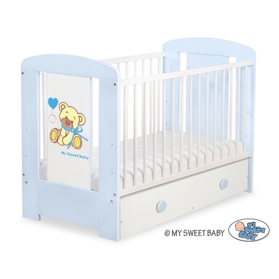 Baby cot bed 120x60cm Tedy Bear with bow with drawer MAXI