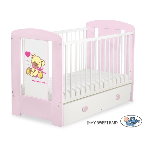 Baby cot bed 120x60cm Tedy Bear with bow with drawer MAXI