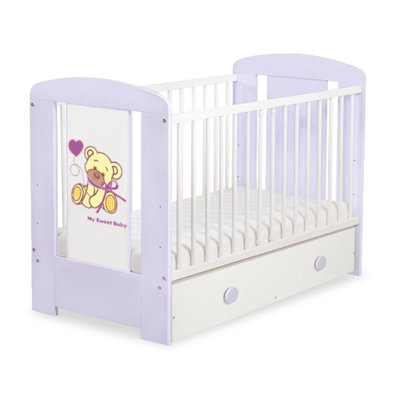 Baby cot bed 120x60cm Tedy Bear with bow with drawer MAXI