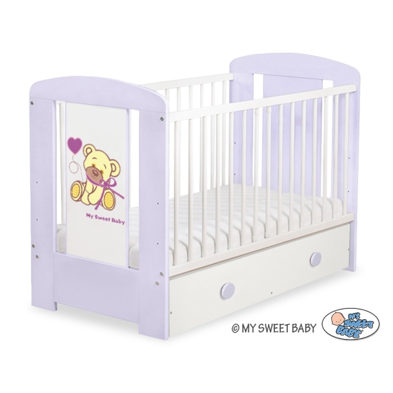 Baby cot bed 120x60cm Tedy Bear with bow with drawer MAXI