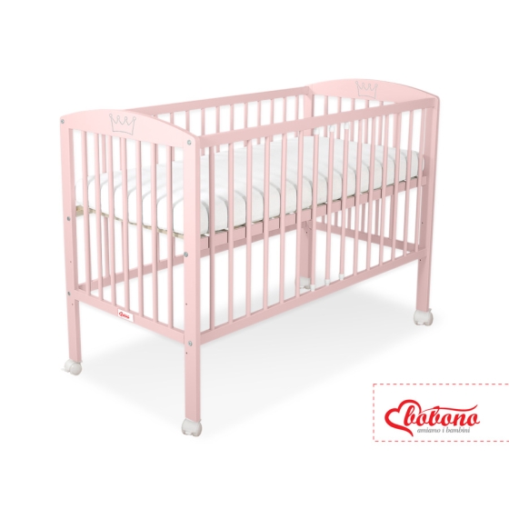 Baby cot bed 120x60cm with crown no. 5006-01- powder pink