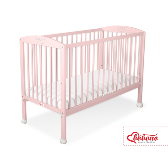 Baby cot bed 120x60cm with crown no. 5006-01- powder pink
