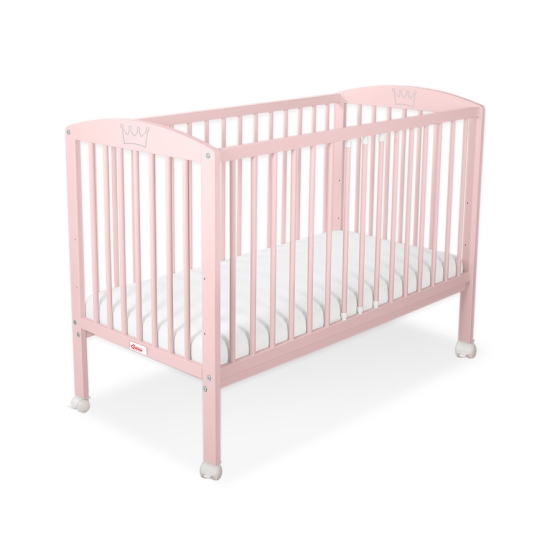 Baby cot bed 120x60cm with crown no. 5006-01- powder pink