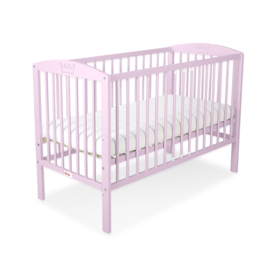Baby cot bed 120x60cm with crown no. 5006-08- pink