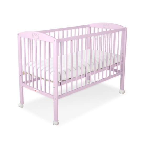 Baby cot bed 120x60cm with crown no. 5006-08- pink