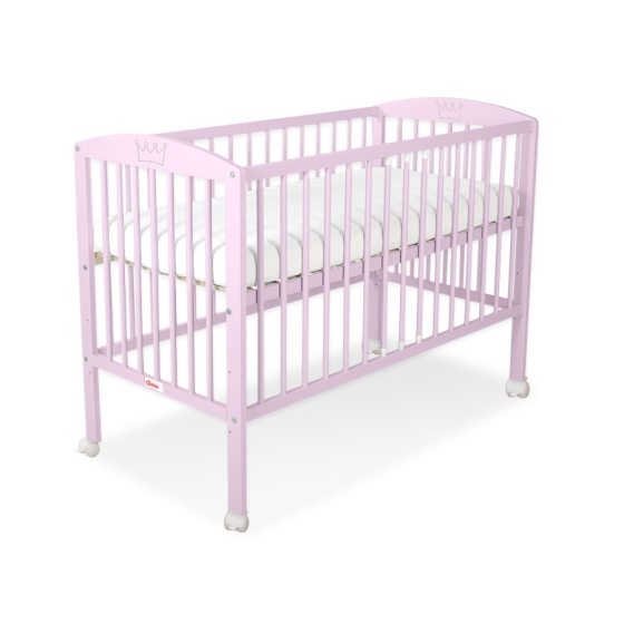 Baby cot bed 120x60cm with crown no. 5006-08- pink