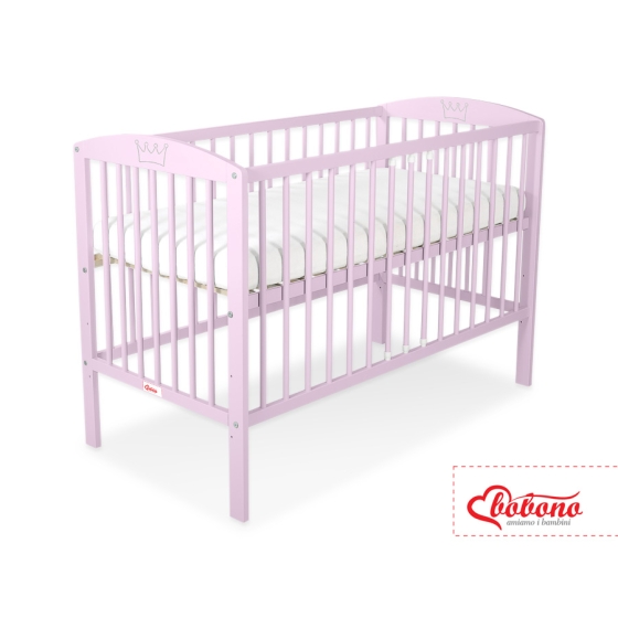 Baby cot bed 120x60cm with crown no. 5006-08- pink