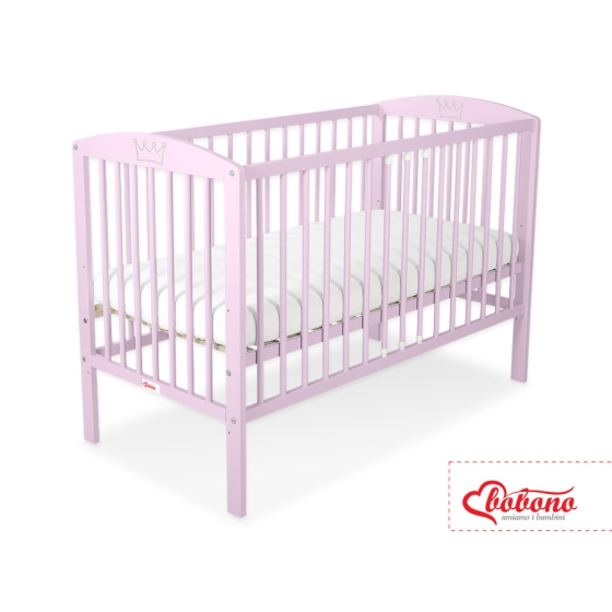 Baby cot bed 120x60cm with crown no. 5006-08- pink