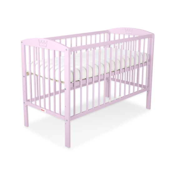 Baby cot bed 120x60cm with crown no. 5006-08- pink