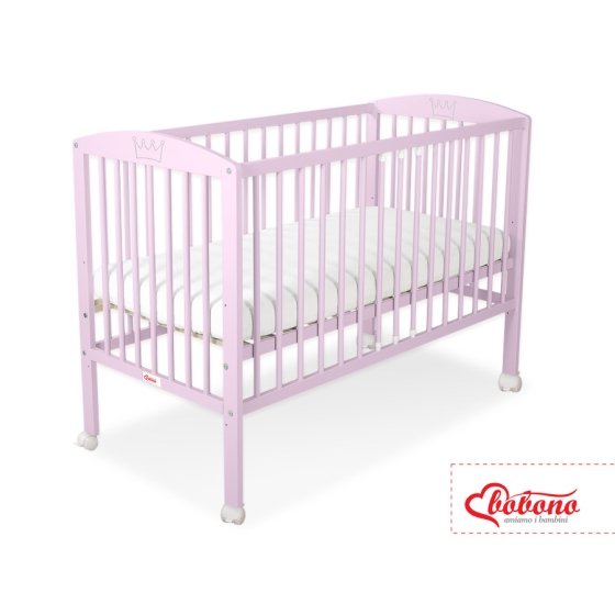 Baby cot bed 120x60cm with crown no. 5006-08- pink
