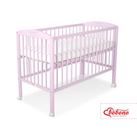 Baby cot bed 120x60cm with crown no. 5006-08- pink