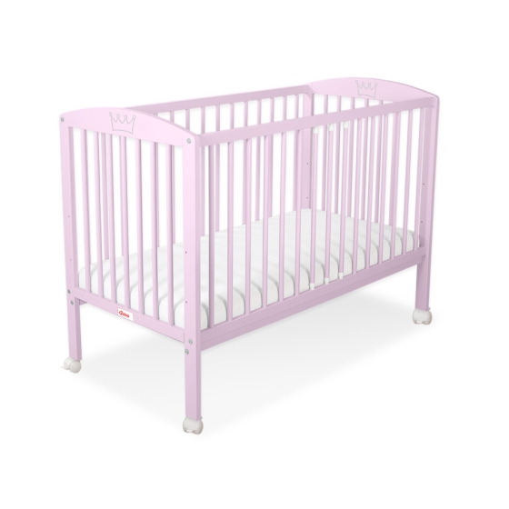 Baby cot bed 120x60cm with crown no. 5006-08- pink
