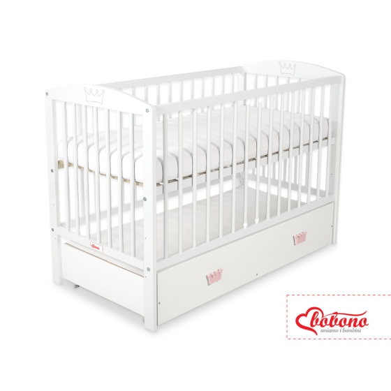 Baby cot bed 120x60cm with crown with drawer MAXI