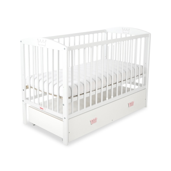 Baby cot bed 120x60cm with crown with drawer MAXI