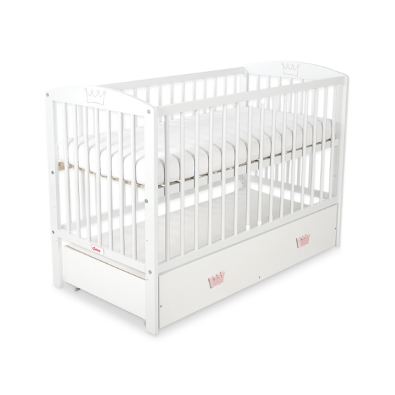 Baby cot bed 120x60cm with crown with drawer MAXI