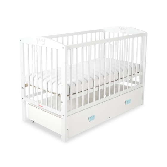 Baby cot bed 120x60cm with crown with drawer MAXI