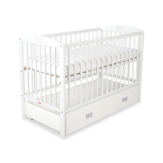 Baby cot bed 120x60cm with crown with drawer MAXI