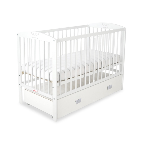 Baby cot bed 120x60cm with crown with drawer MAXI