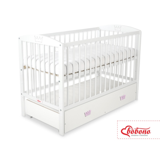 Baby cot bed 120x60cm with crown with drawer MAXI