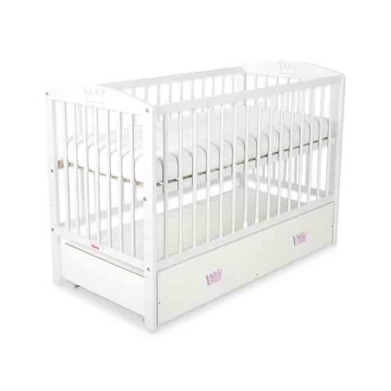 Baby cot bed 120x60cm with crown with drawer MAXI