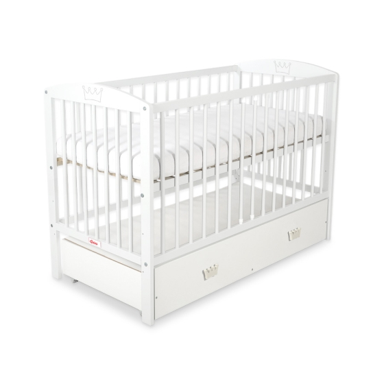Baby cot bed 120x60cm with crown with drawer MAXI