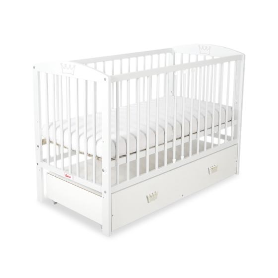 Baby cot bed 120x60cm with crown with drawer MAXI