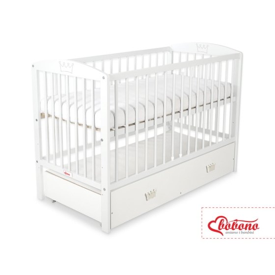 Baby cot bed 120x60cm with crown with drawer MAXI